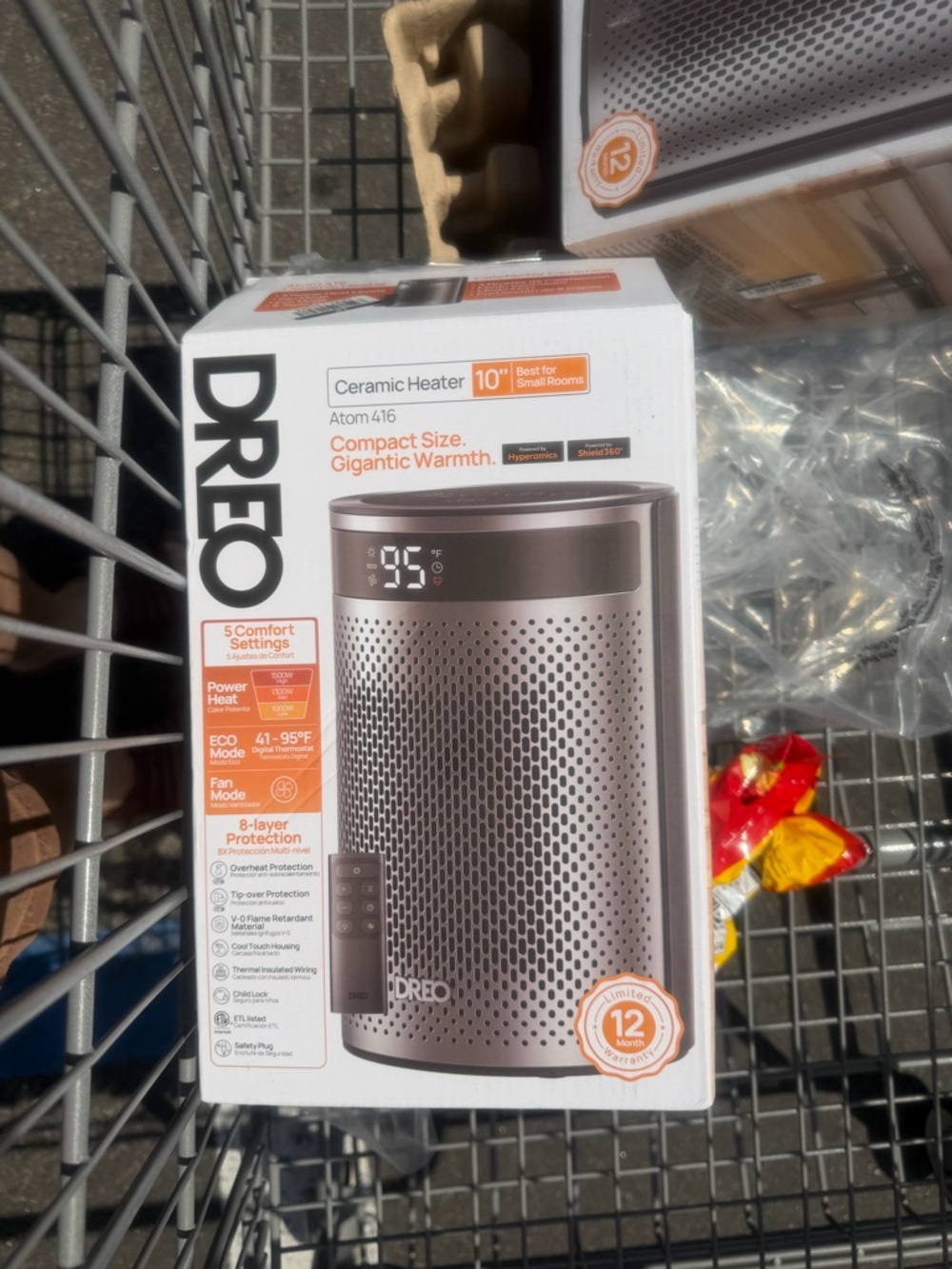 DreO Atom 4i6 Ceramic Heater - Silver with Black Accents
